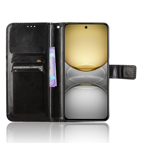 Θήκη με πτερύγιο για Realme 14X / Realme C75, Crazy Horse Wallet, μαύρη