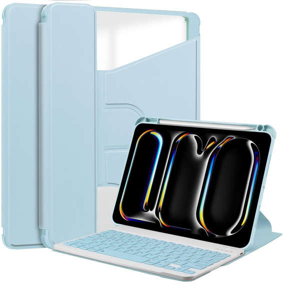 Θήκη πληκτρολογίου για iPad Pro 11" 2024 (5 gen.), Rotary 360° Leather, γαλάζια