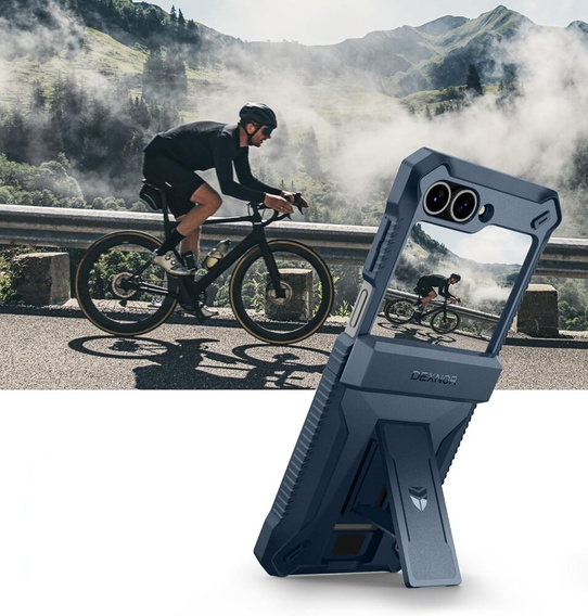 Θωρακισμένη θήκη για Samsung Galaxy Z Flip7 FE / Z Flip6, Dexnor Clip Holder, σκούρο μπλε