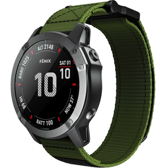 Pasek nylonowy do Garmin Fenix 7/Fenix 6 Pro/Forerunner 935/945/955 22mm, Green