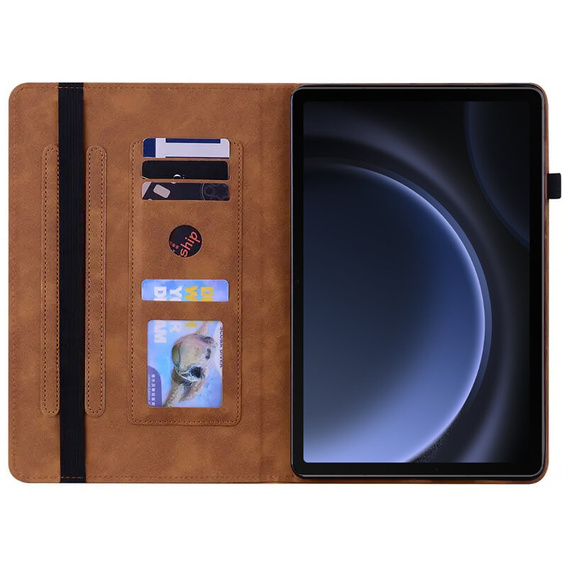 θήκη για το Samsung Galaxy Tab S10 Lite / S10 FE / S9 FE, Wallet Pen Slot, καφέ