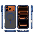 Ματ θήκη για iPhone 17 Pro, θωρακισμένη, για MagSafe, καπνιστή με μπλε πλευρές