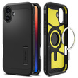 θήκη Spigen για iPhone 16 Plus, Tough Armor Mag Mag MagSafe, μαύρη + μετριασμένο γυαλί 9H