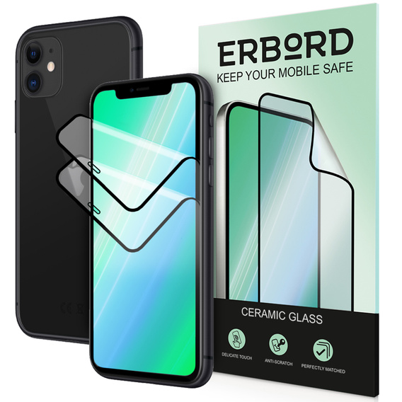 2x Κεραμικό υβριδικό γυαλί ERBORD για iPhone X/XS/11 Pro