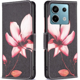 Θήκη με πτερύγιο για Xiaomi Redmi Note 13 Pro 5G, Wallet, Lotus μαύρη