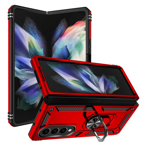 θωρακισμένη θήκη για Samsung Galaxy Z Fold 4 5G, Nox Case Ring, κόκκινη
