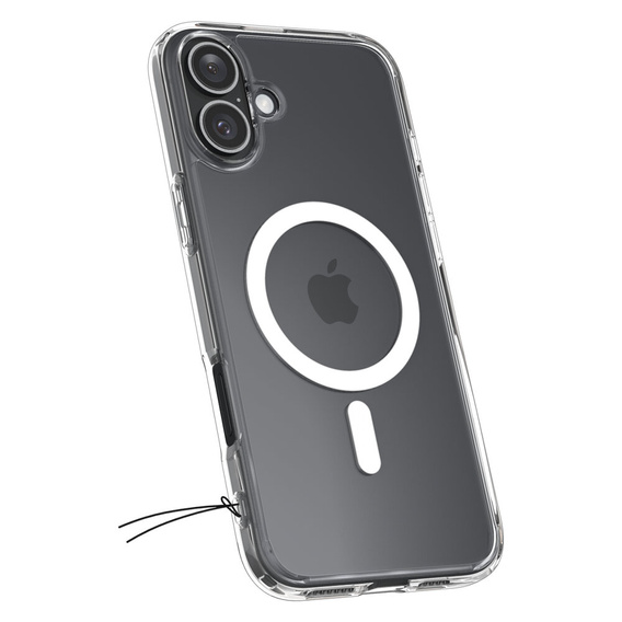 Θήκη MagSafe Spigen για iPhone 16 Plus, Ultra Hybrid, διαφανής / λευκή + Μετριασμένο γυαλί 9H