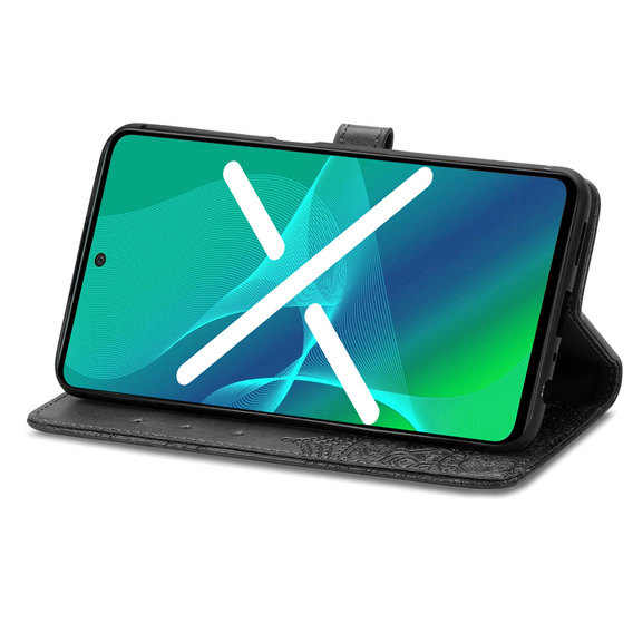 Θήκη με πτερύγιο για Motorola Moto G54 5G, Mandala, μαύρη