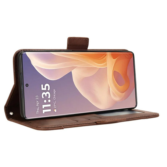 Θήκη με πτερύγιο για Motorola Moto G85, Card Slot, καφέ