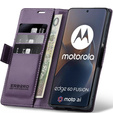 Θήκη για Motorola Edge 60 / 60 Fusion, ERBORD Glossy Litchi, πορτοφόλι με πτερύγιο, μωβ