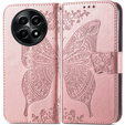 Θήκη με πτερύγιο για Realme 12, Butterfly, ροζ rose gold