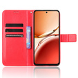 Θήκη με πτερύγιο για Oppo Reno 12FS / 12F, Crazy Horse Wallet, κόκκινη