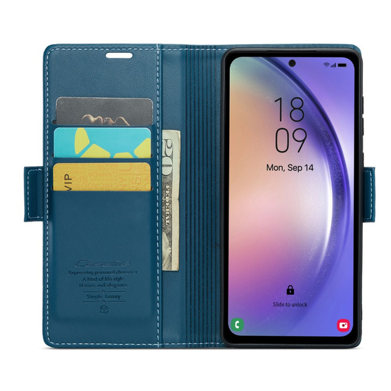 CASEME flip case για Samsung Galaxy A54 5G, Litchi Wallet, μπλε