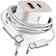 XO CE12 Φορτιστής δικτύου, USB-C, 20W + καλώδιο USB-C - Lightning, Λευκό