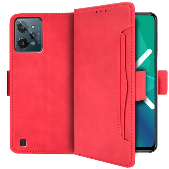 Θήκη με πτερύγιο για Realme C31, Card Slot, κόκκινη