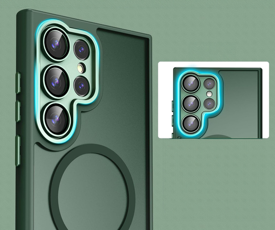 Θήκη για Samsung Galaxy S25 Ultra, για MagSafe, ERBORD Μatt Case, πράσινη + Γυαλί οθόνης
