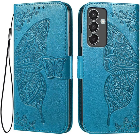 Θήκη με πτερύγιο για Samsung Galaxy M55 5G, Butterfly, μπλε