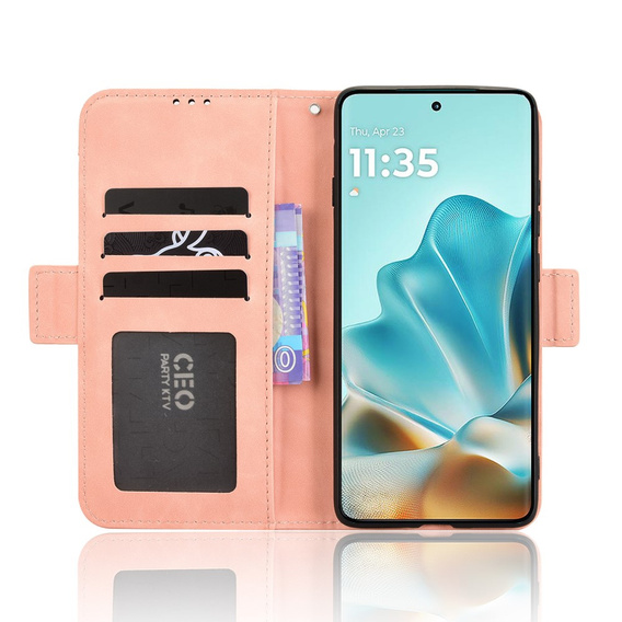 Θήκη με πτερύγιο για Motorola Edge 60 / 60 Fusion, Card Slot, ροζ