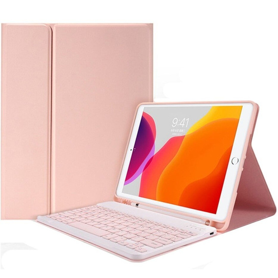 Θήκη + πληκτρολόγιο iPad 9.7 2017 / iPad 9.7 2018 / Air / Air 2, ροζ rose gold