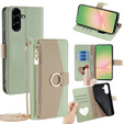 θήκη Wallet Zipper Pocket flip για το Samsung Galaxy A56 5G, Wallet Zipper Pocket, με καθρέφτη, πράσινη
