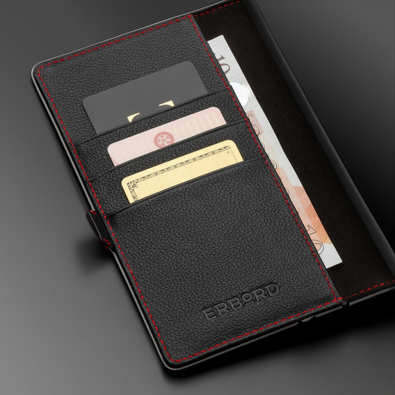 Δερμάτινη θήκη για Samsung Galaxy S24, ERBORD LeatherWallet, μαύρη