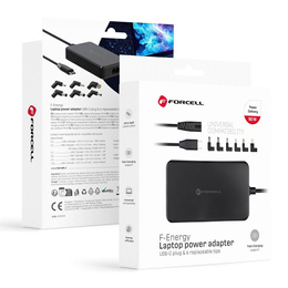 Φορτιστής για φορητό υπολογιστή Forcell E856 USB-C 90W με ανταλλακτικά ακροφύσια