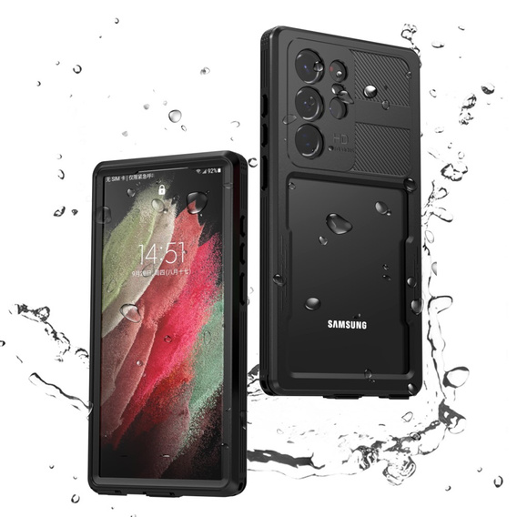 Αδιάβροχη θήκη IP68 για το Samsung Galaxy S23 Ultra, μαύρη