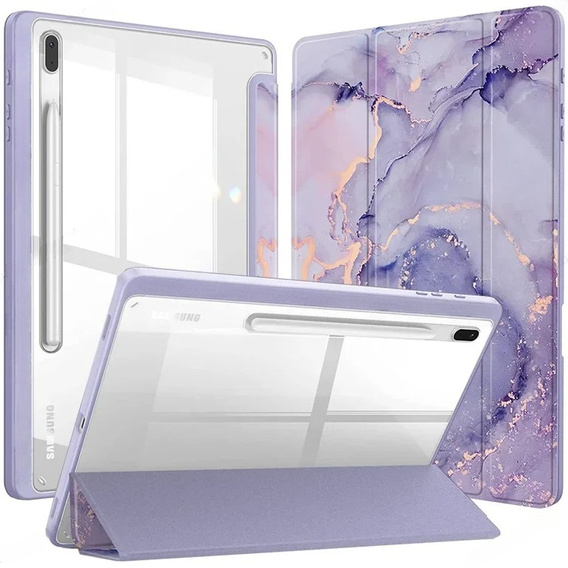 Θήκη για Samsung Galaxy Tab S10 FE+ Plus, Smartcase Hybrid, με χώρο για γραφίδα, Marble μωβ