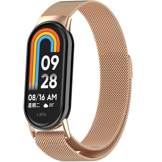 Βραχιόλι Μιλάνου με θήκη για Xiaomi Smart Band 10 / 9 / 8, ροζ χρυσό
