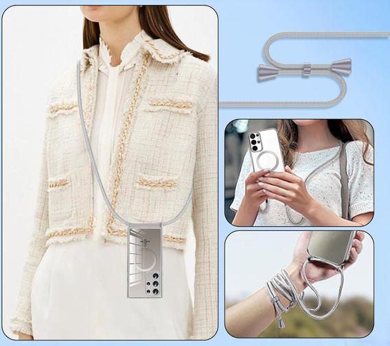 Θήκη για Samsung Galaxy S25 Ultra, Electro MagSafe, ασημένια + κορδόνι