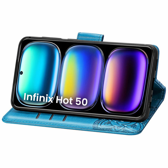 Θήκη με πτερύγιο για Infinix Hot 50 4G, Butterfly, μπλε