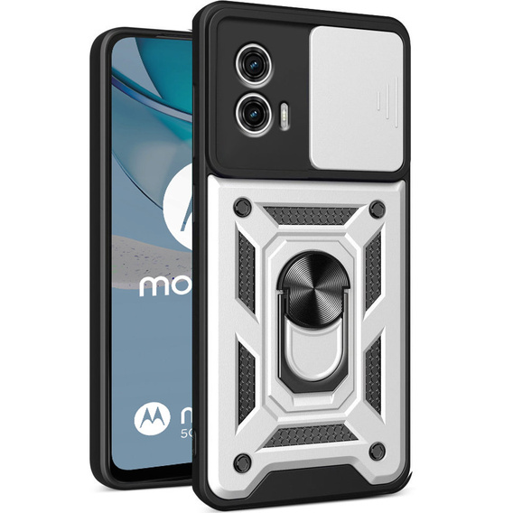 Θήκη για Motorola Moto G53 5G, CamShield Slide, ασημένιο
