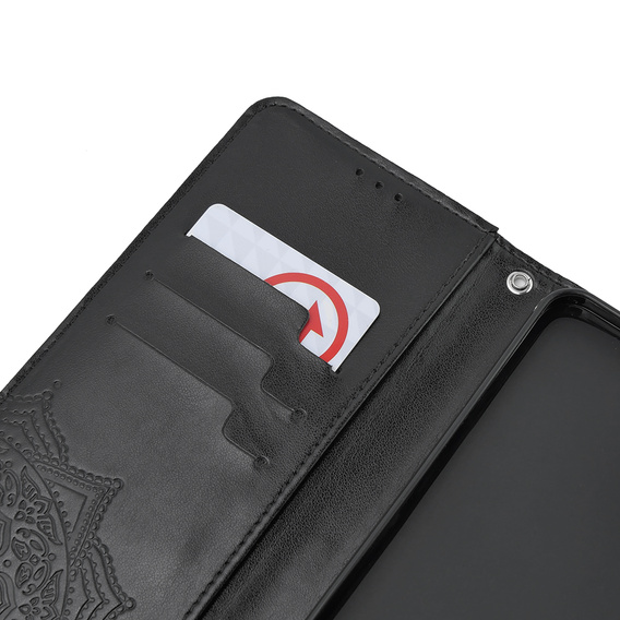 Θήκη με πτερύγιο για Oppo A79 5G, Mandala, μαύρη