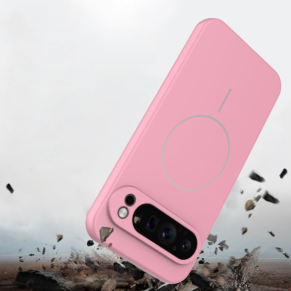 Θήκη σιλικόνης για Google Pixel 10 Pro XL, για MagSafe, ροζ