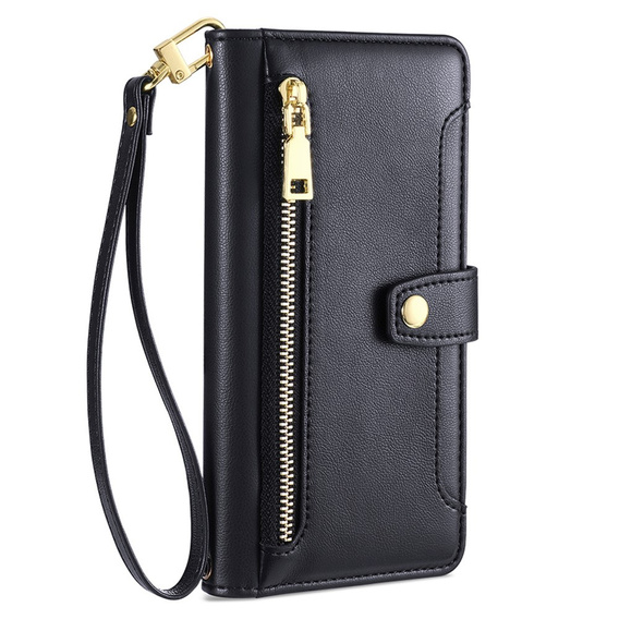 Θήκη με πτερύγιο για Samsung Galaxy Xcover 7, Wallet Zipper Pocket, μαύρη