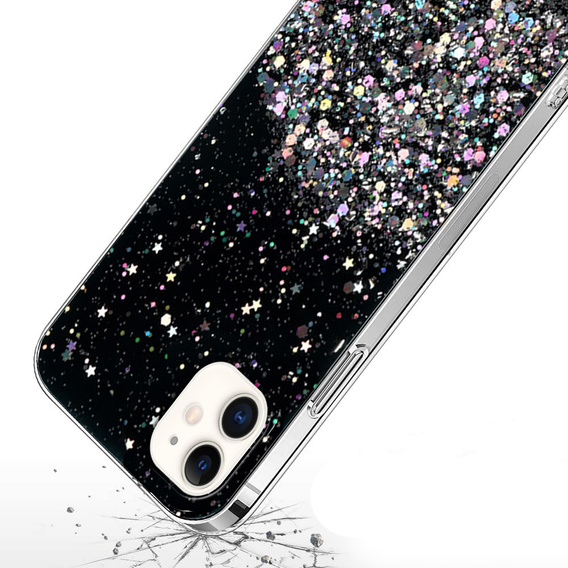 Θήκη για iPhone 12/12 Pro, Glittery, μαύρη