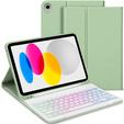 Θήκη με φωτιζόμενο πληκτρολόγιο bluetooth για iPad 10.9 2022 (10 gen.), πράσινη