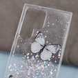 Θήκη για Samsung Galaxy S24 Ultra, Glitter Butterfly, λευκή
