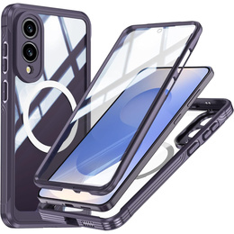 Θήκη για Samsung Galaxy S25 Edge, Shockproof, με γυαλί, για MagSafe, μωβ