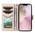 θήκη πτερύγιο για iPhone 16E, Rhombus Crossbody Leather, μπεζ