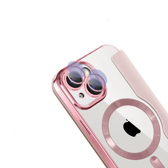 Θήκη με πτερύγιο για iPhone 15, RFID Wallet MagSafe CamShield, ροζ
