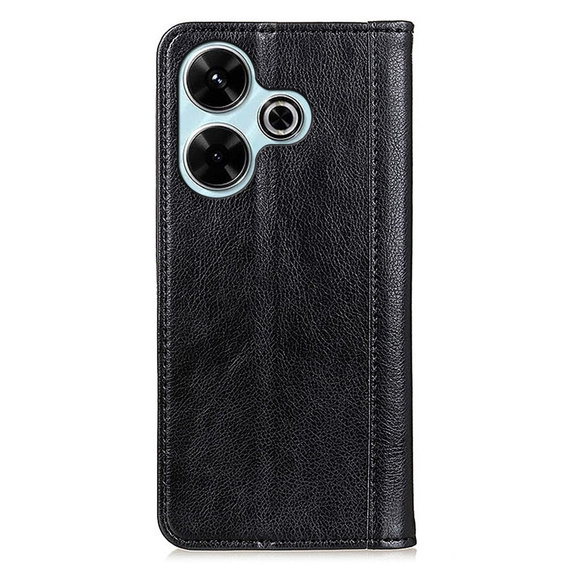 θήκη με πτερύγιο για Xiaomi Redmi 13, Split Leather, μαύρη