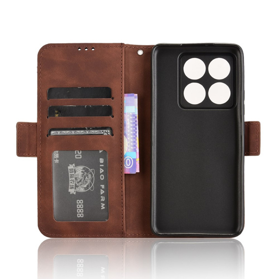 Θήκη με πτερύγιο για Xiaomi 14T, Card Slot, καφέ