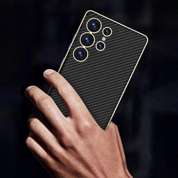 Θήκη για Samsung Galaxy S25 Ultra, GKK Leather, carbon μαύρη