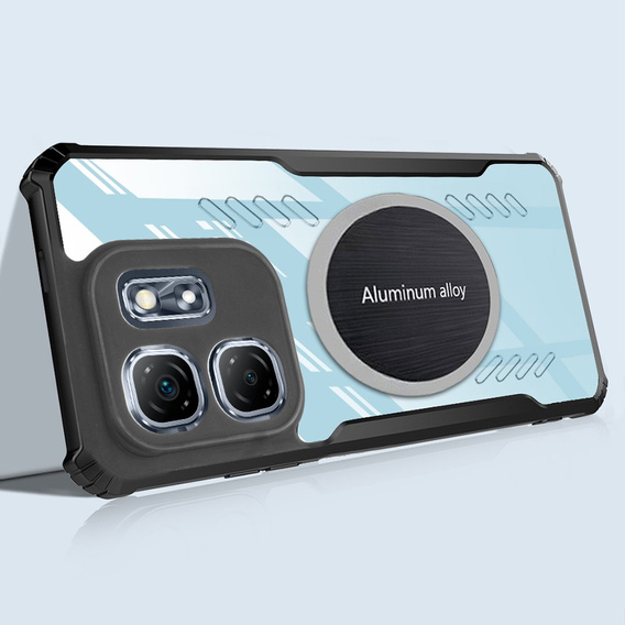 Θήκη για Infinix Hot 50i 4G, με μαγνητική πλάκα, διαφανής / μαύρη