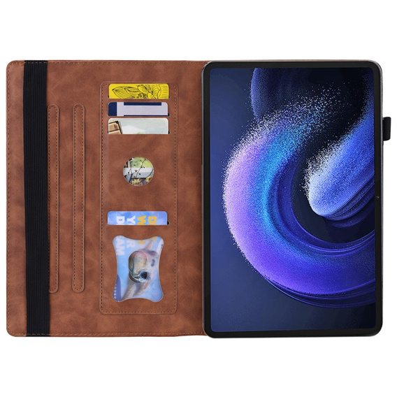 θήκη για Xiaomi Pad 6, Classic, με υποδοχή γραφίδας, καφέ
