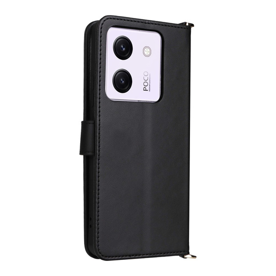 Θήκη με πτερύγιο για Xiaomi Poco M7 Pro 5G, Crossbody Leather Wallet, μαύρη