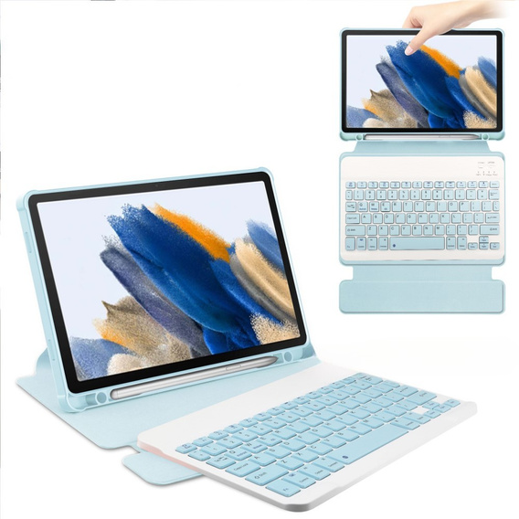 Θήκη πληκτρολογίου για Samsung Galaxy Tab A9+, Rotary 360° Leather, γαλάζια