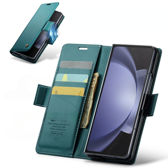 CASEME flip case για Samsung Galaxy Z Fold6 5G, Litchi Wallet, πράσινη