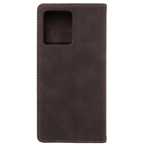 Θήκη για Motorola Edge 40 Neo, ERBORD Vintage, πορτοφόλι με πτερύγιο, καφές
